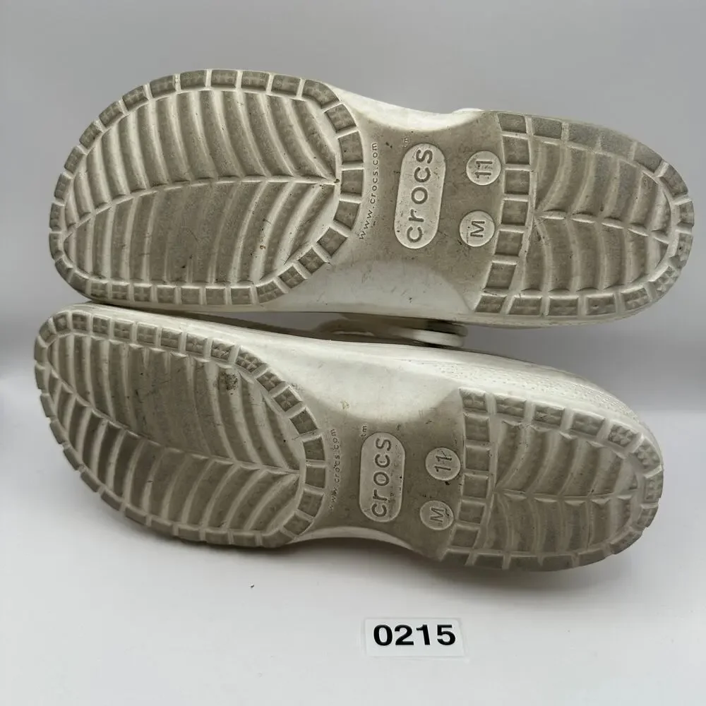 CROCS Classic Men's Size 11 Transpanrent w/ Dice Added White